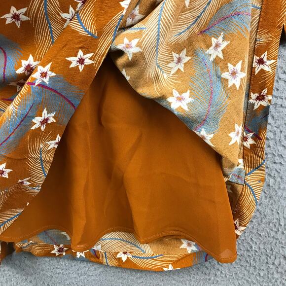 Paris Atelier & Other Stories‎ Burnt Orange Dress Size 6 Floral Feather Print - Picture 4 of 13